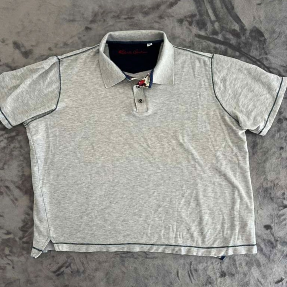 Robert Graham Classic Fit Polo Shirt Gray Heather Cotton Modal Mens XL Contrast